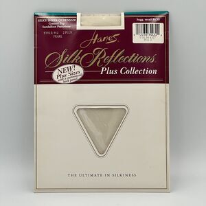 Vintage New Hanes Silk Reflections Silky Sheer Pantyhose 3 Plus Queensize PEARL